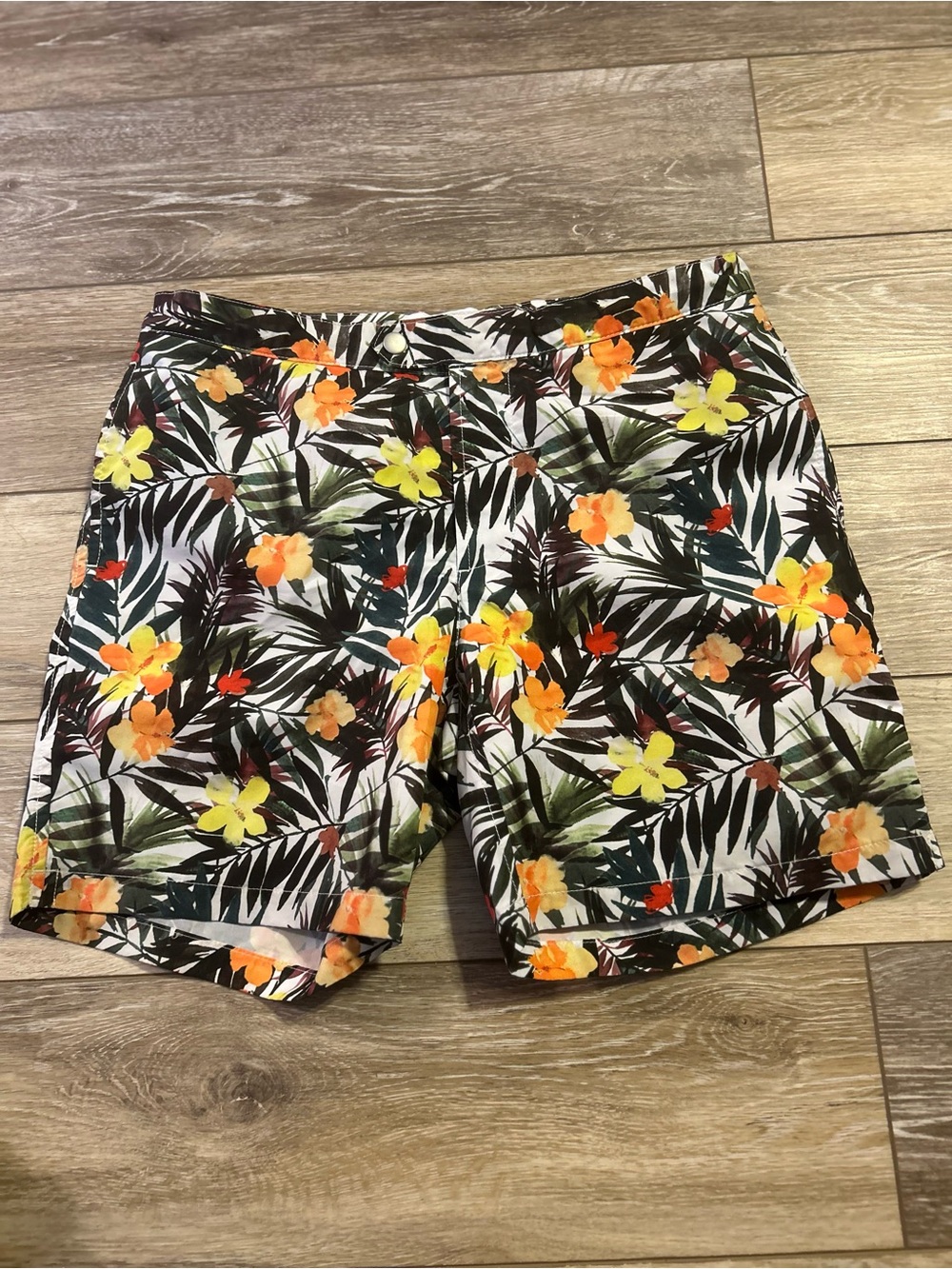 Men's Tropical Floral Swim Trunks in Yellow & Orange